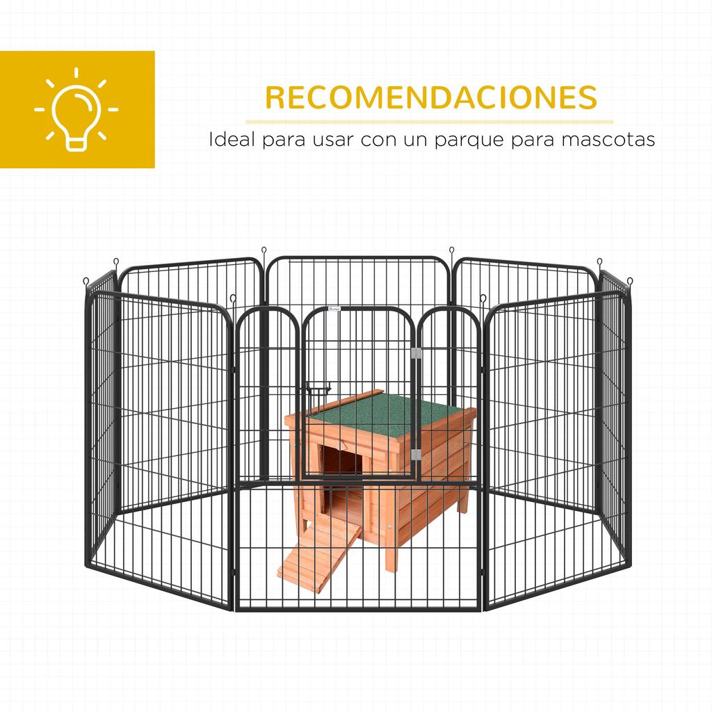 Wooden Outdoor Rabbit Hutch Cage for Small Pet Rodents with Asphalt Roof, Opens Up and Non-Slip Ramp, 42x51x43 cm, Natural