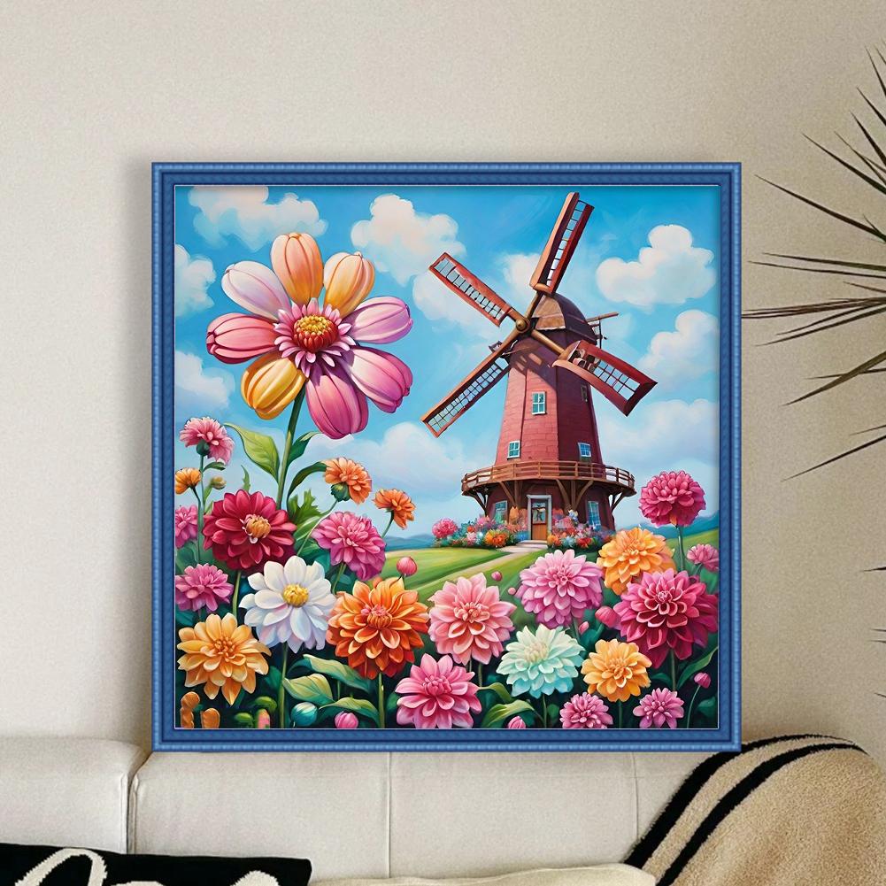 T0# Полная вышивка Эко-хлопковая нить 11CT Печатный цветок Набор для вышивки крестом Искусство