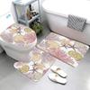 Starfish Seashell Coral Beach Theme Bathroom Rug Set Nautical Coast Underwater Creature Pattern Bath Mat Toilet Mat Bathtub Deco