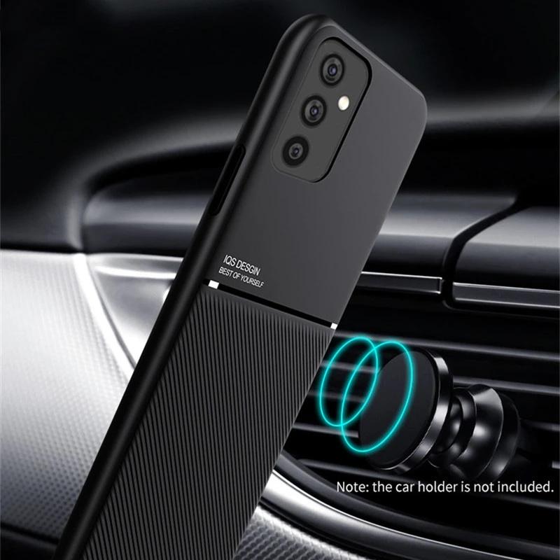 For Samsung Galaxy M52 5g Case Car Magnetic Holder Soft Leather Plate Phone Case For Samsung M52 M 52 2021 Sm -M526b Back Cover
