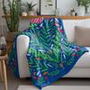 Blue Floral pattern Flannel printed blanket suitable for all seasons suitable for living room office sofa and travel 180x250CM