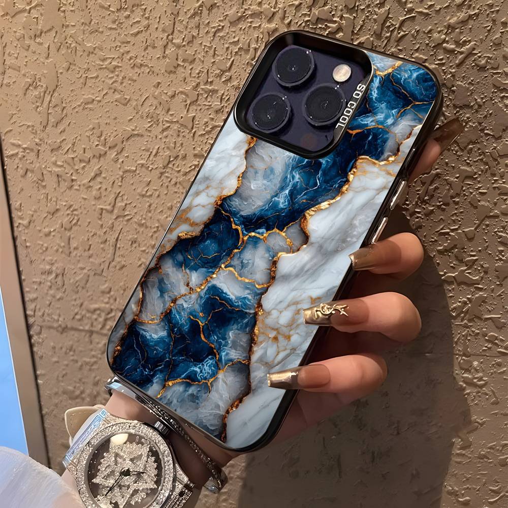 Черно-золотой мраморный арт чехол для телефона iPhone 17,16,15,14,13,12,11,Pro,XS,Max,Plus,Mini,SE Черный матовый с блестками противоударный чехол