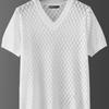 Men's Summer Ice Silk V-Neck Heart Hollow Short-Sleeve Knit Sweater, Cool and Lightweight, Plus Size Available