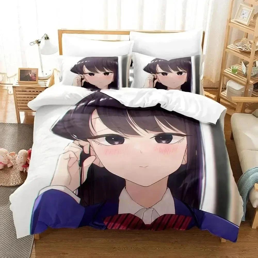 3D Print Anime Komi Can't Communicate Comfortable Duvet Cover Pillowcase Bedding Set Children Bedroom Decoration Home Textile