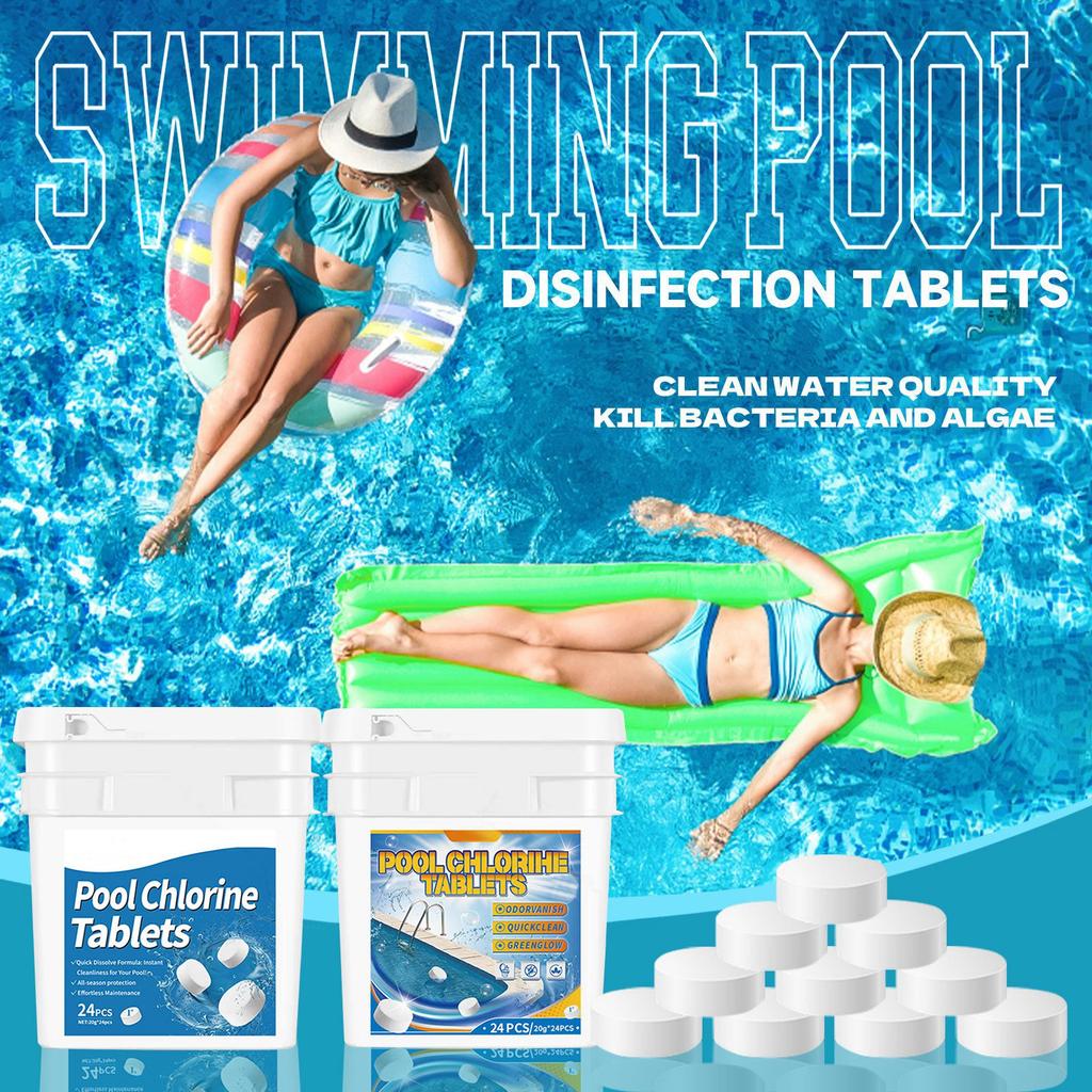 Chlorines Tablets For Swimming Pools, Kills And Stops Algaes, Slow Dissolving,Individually Wrapped,Pool Chlorines Tablets