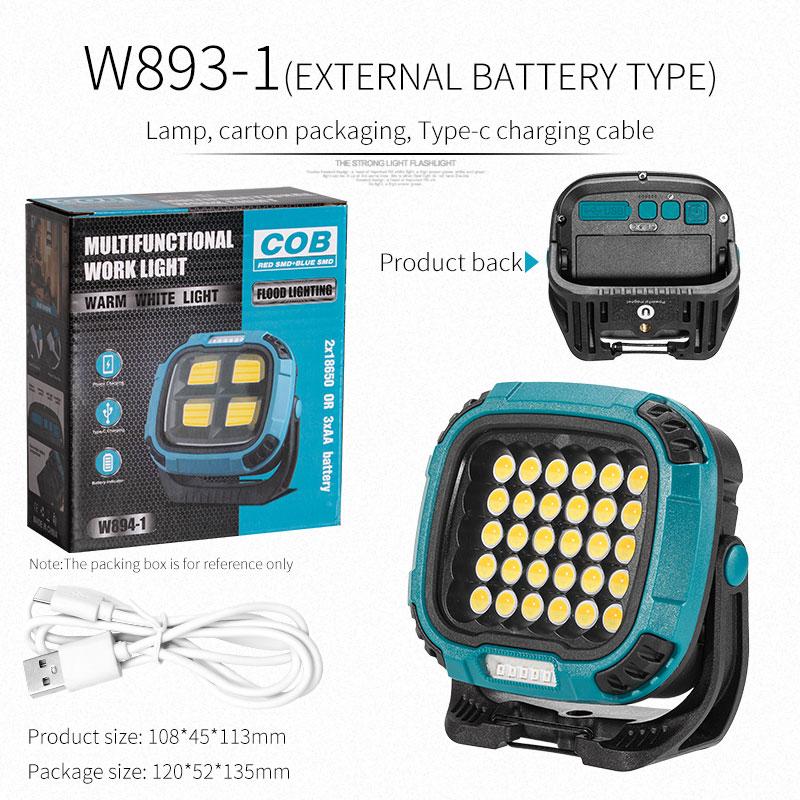COB Rechargeable Working Lamp Multi-Functional Portable Magnetic Floodlight Outdoor Camping Emergency Repair Highlight Lamp W893