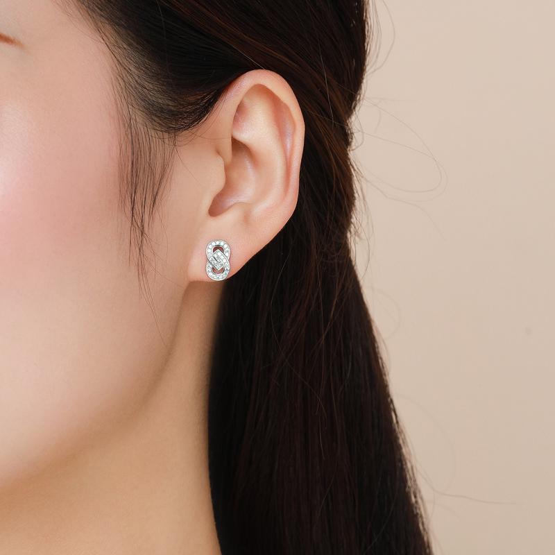 MODIAN Sparkling Double Circle Ear Pins Classic 925 Sterling Silver Stud Earrings For Women Wedding Statement Jewelry Brincos