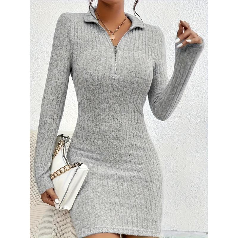 Европа и США желают независимой станции осенне-зимнюю женскую одежду с отложным воротником, на молнии, с поясом, с длинным рукавом, вязаное платье-футляр