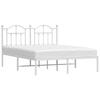 Metal Bed Frame with Headboard White 135 x 190 cm