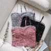 Сексуальный топ с металлической цепочкой, однотонный укороченный топ с блестками и бретелькой через шею, женский летний топ с открытой спиной, модный повседневный женский укороченный жилет без рукавов Y2K