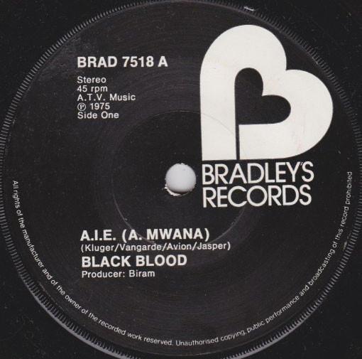 7-дюймовая пластинка ЧЕРНАЯ КРОВЬ A. я. И. К. Mwana Marie-Thérèse BRAD7518 Bradleys Record 1975 UK Soul/Funk Б/у