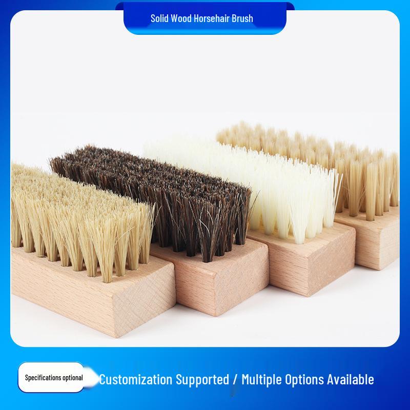 Beech Wood Horsehair Soft Bristle Brush for Polishing & Dust Removal on Leather Shoes & Seats - Free Shipping