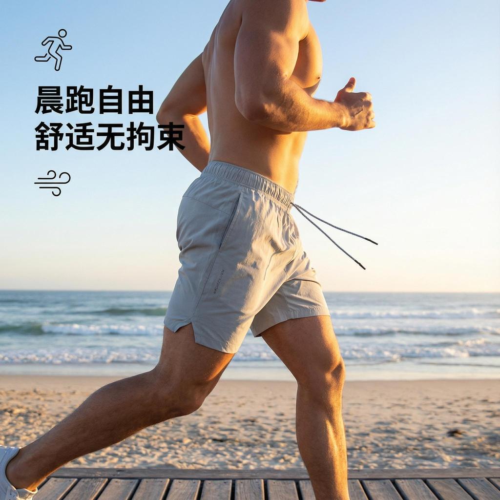 Summer Men's Beach Pants, Volleyball Men's Quarter Shorts, Breathable Lotus Leaf Style Waterproof Sports Casual Pants