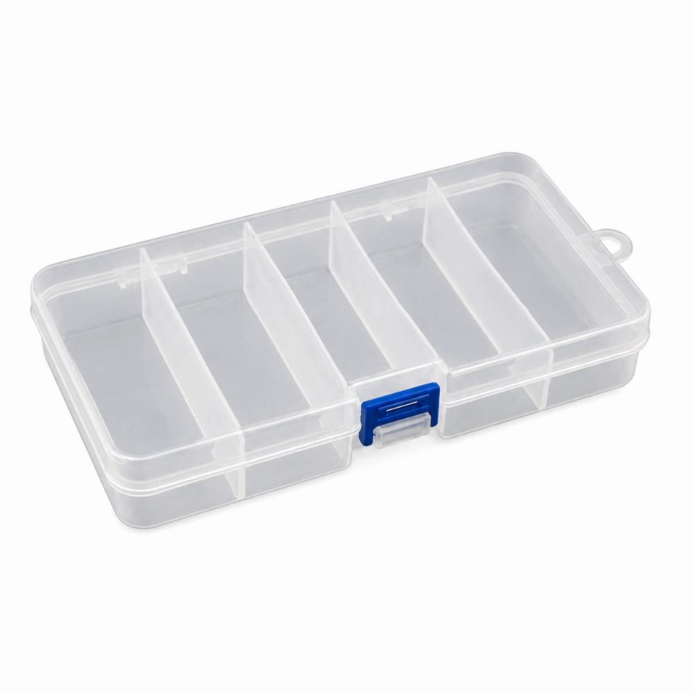 4PCS with Independent Latches Fishing Lure Box 5 Grid Compartments Lure Container for Fishing