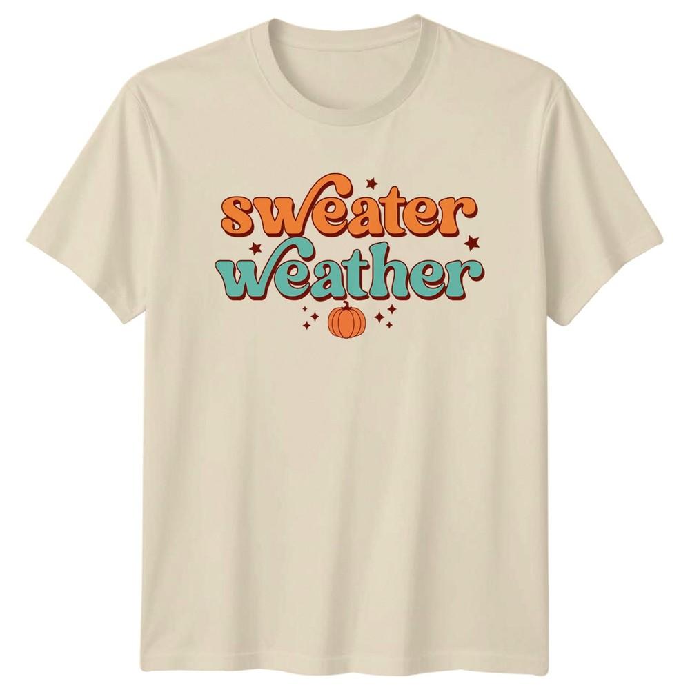 Sweater Weather TShirt Groovy Pumpkin Fall Harvest Thanksgiving