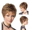 Синтетический смешанный коричневый короткий кудрявый парик с челкой, стрижка пикси, стильный парик для мамы, натуральный повседневный для косплея