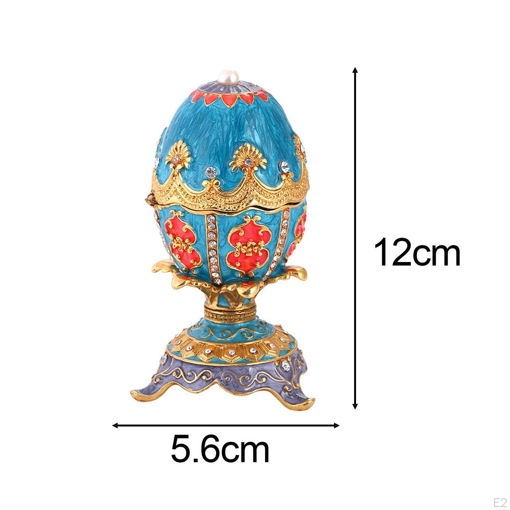 Яйцо Шкатулка для безделушек Эмалированная шкатулка для украшений, серьги-кольца Мини Европейская, органайзер для сережек