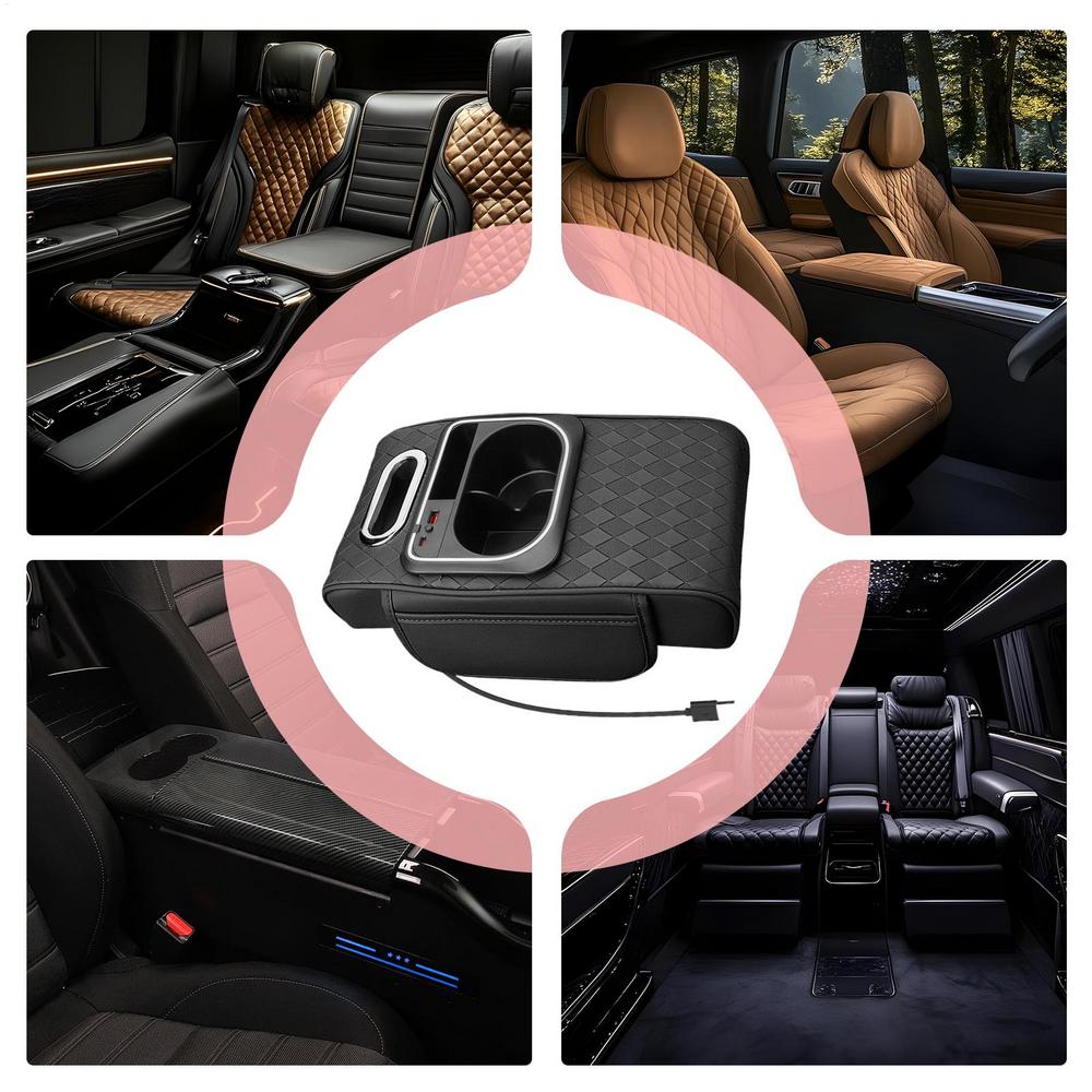 Armrest Storage Box For Your Car Arm Rest Lighted Organizer Multi-function Cup & Tissue Holder For Front Seat Organization Road