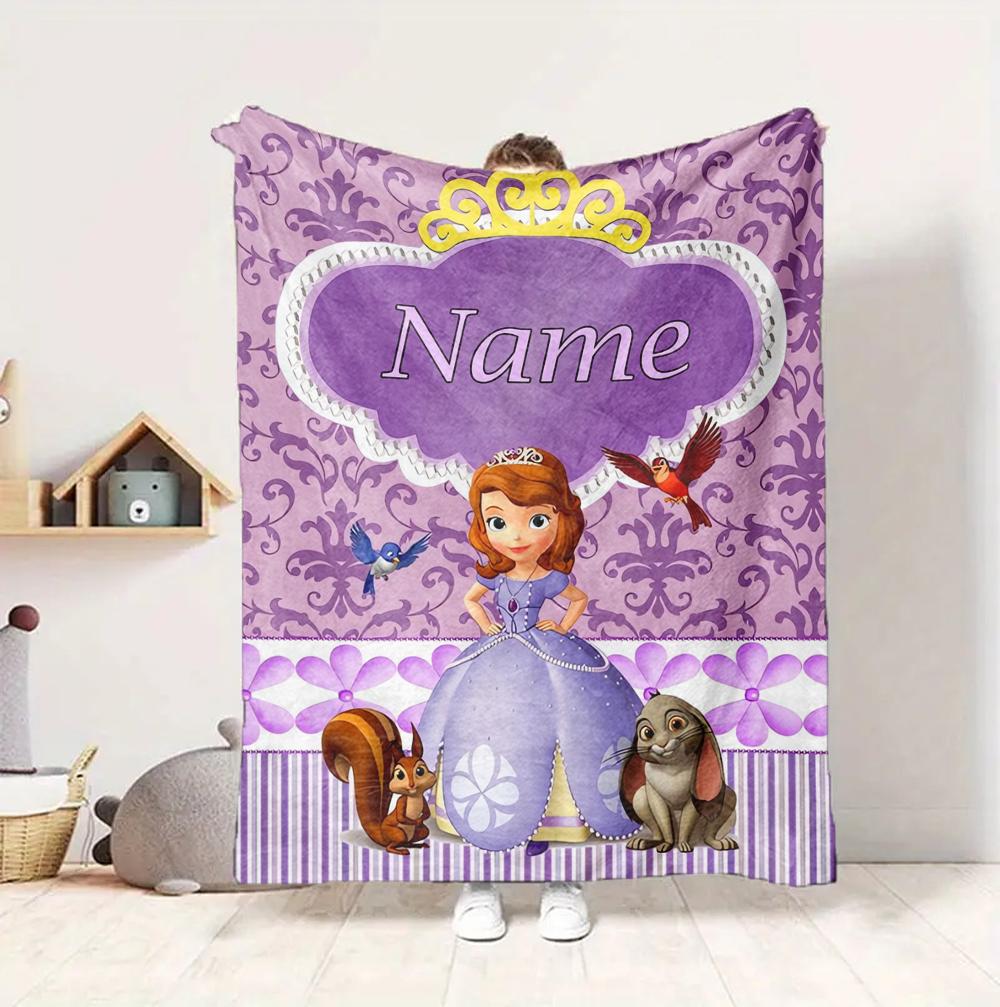 Custom Name Princess Adventure Flannel Blanket Throw Blanket Soft Warm Sofa Bed Decor Unique Gift