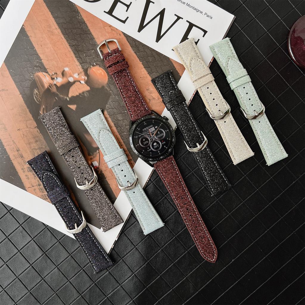 For Huawei Watch GT 5 41mm Adjustable Strap 18mm Glitter Leather Watch Band
