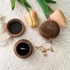Деревянная коробочка для кольца Свадебное предложение Помолвка Круглая деревянная коробочка для кольца Шкатулка для хранения украшений Портативная коробочка для кольца из массива дерева
