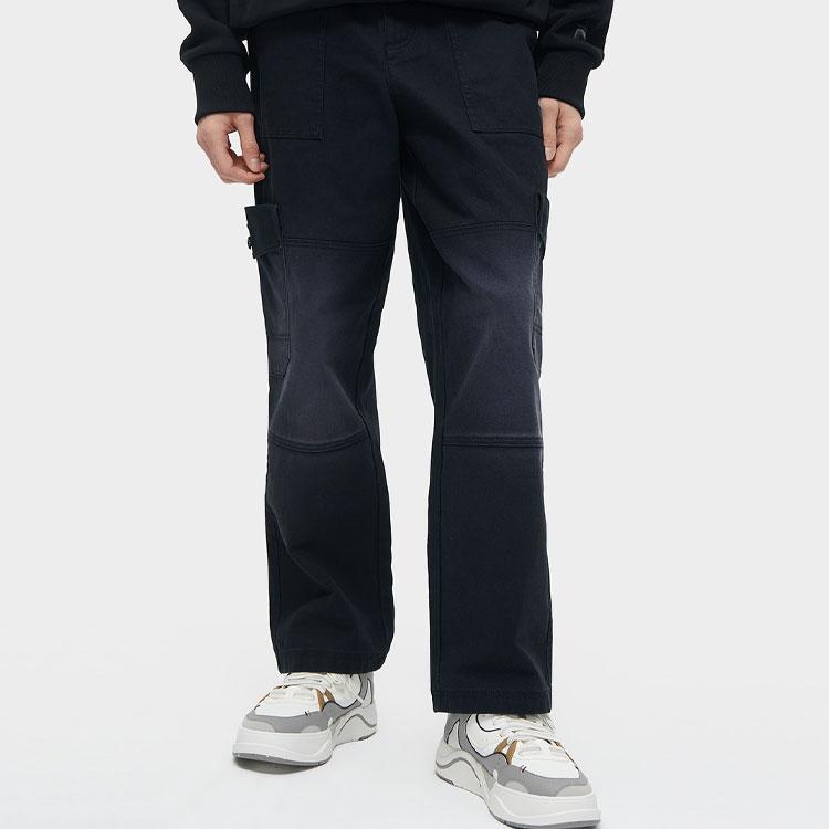 Fila Fusion Однотонные брюки-карго со средней посадкой, прямые, свободные, с множеством карманов, рабочие брюки, мужские брюки, Черный T11M413801F-BK