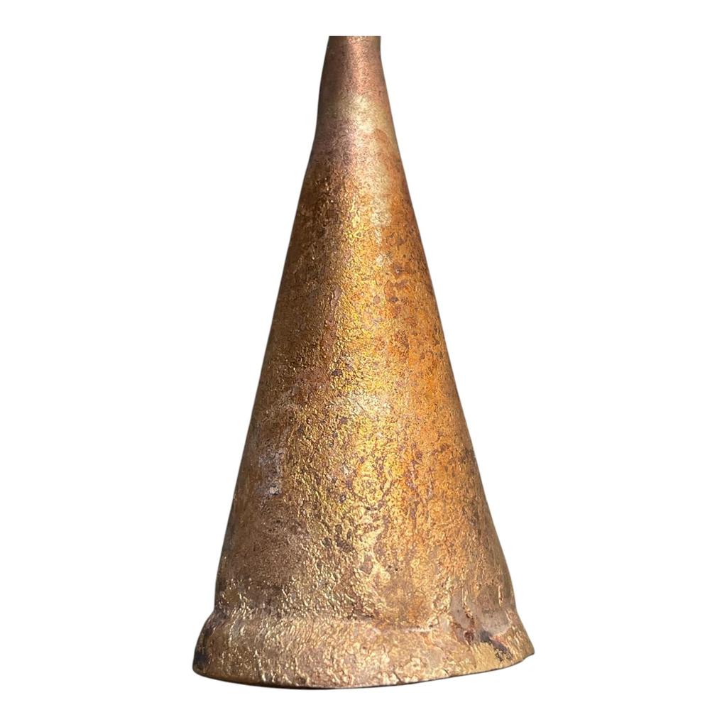 Handmade Vintage Gold Jingle Bells for Crafts, 8cm, Pack of 10 Rustic Tin Cow Bells for Christmas Tree Ornaments and Boho DIY Decor