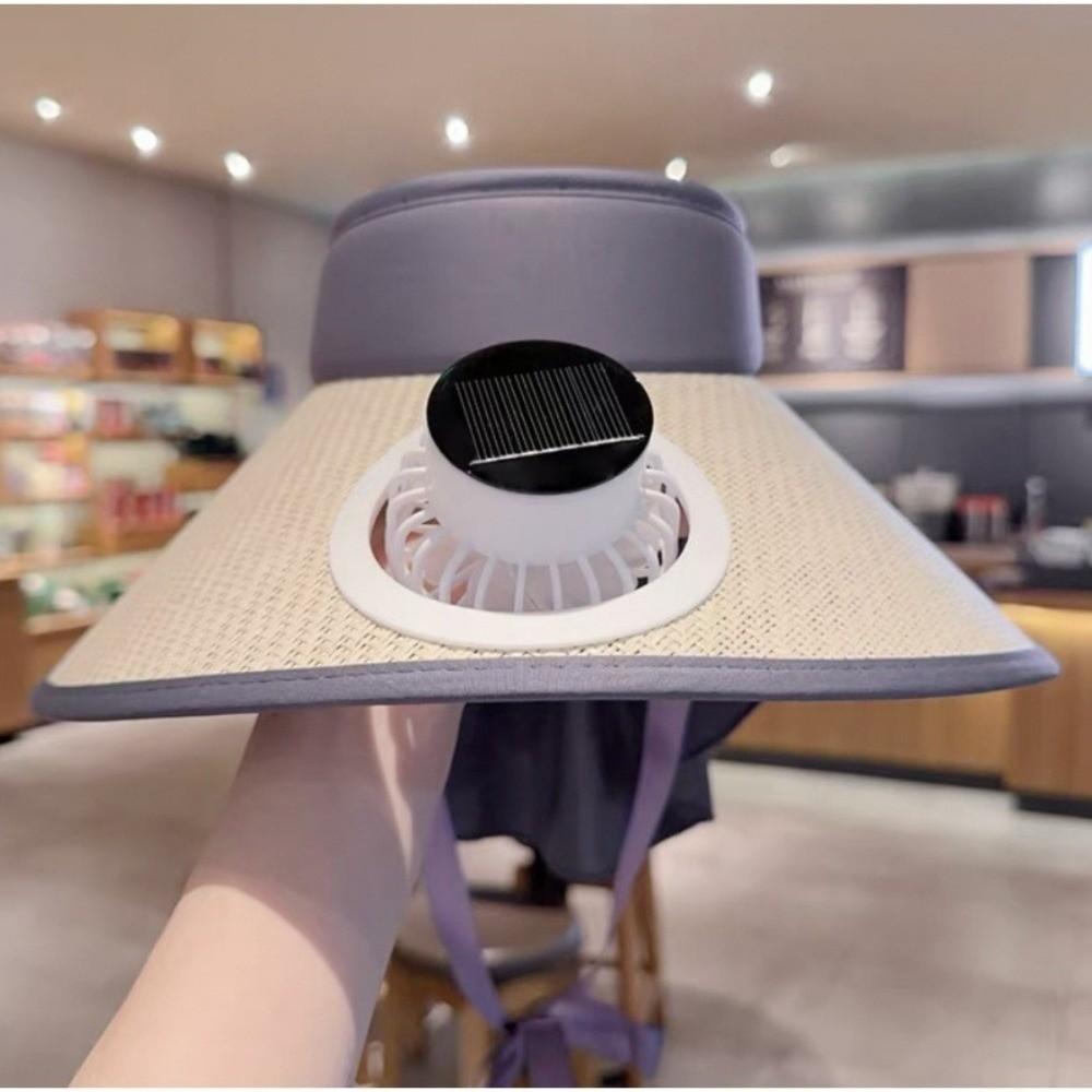 Unisex UV Protection Solar-powered Fan Hat Super Large Brim Lightweight Fishing Hat with Shawl Adjustable Sun Protection Hat