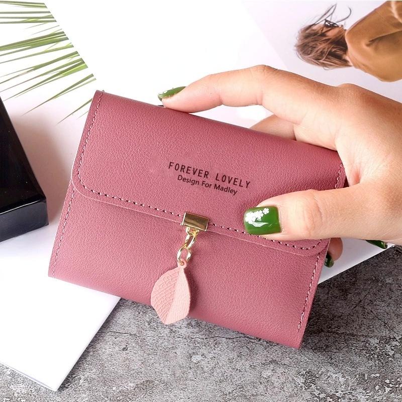 Маленький свежий лист тройная пряжка кошелек для монет кулон тонкий кошелек держатель для карт маленький свежий студенческий пряжка держатель для монет
