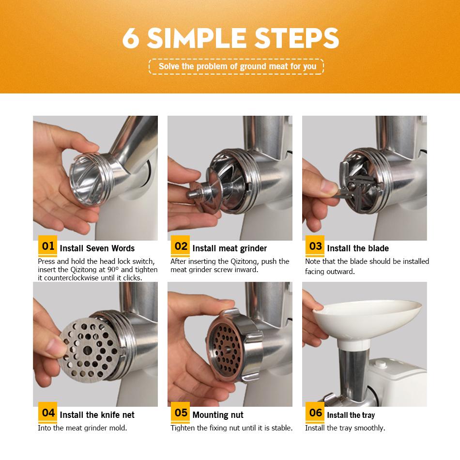 High Power Electric Meat Grinder Heavy Duty Meat Mincer Home Sausage Stuffer Meat Mincer Kitchen Food Processor 800W