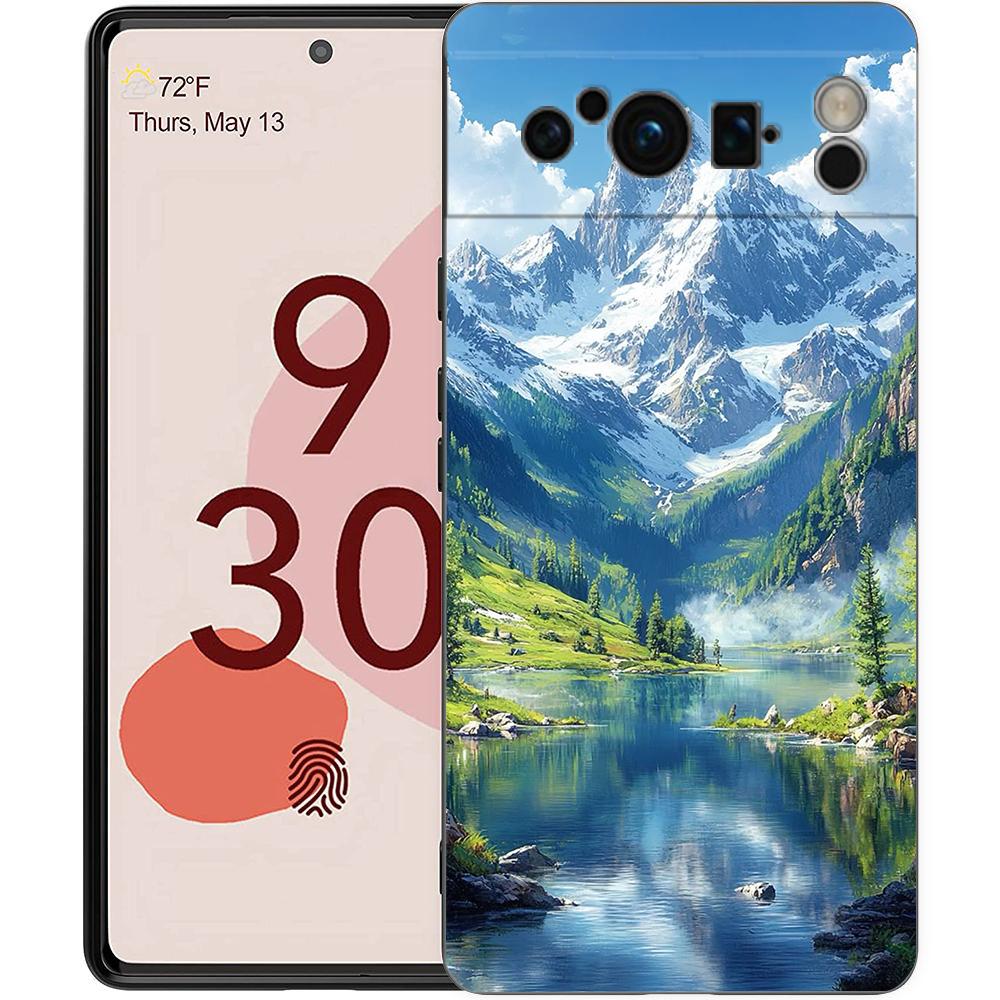 Чехол для телефона с пейзажем горных вершин Для Google Pixel 10 9 8 7 6 Pro XL 9A 8A 6A 7A 5G Мягкий ударопрочный ТПУ Черный чехол