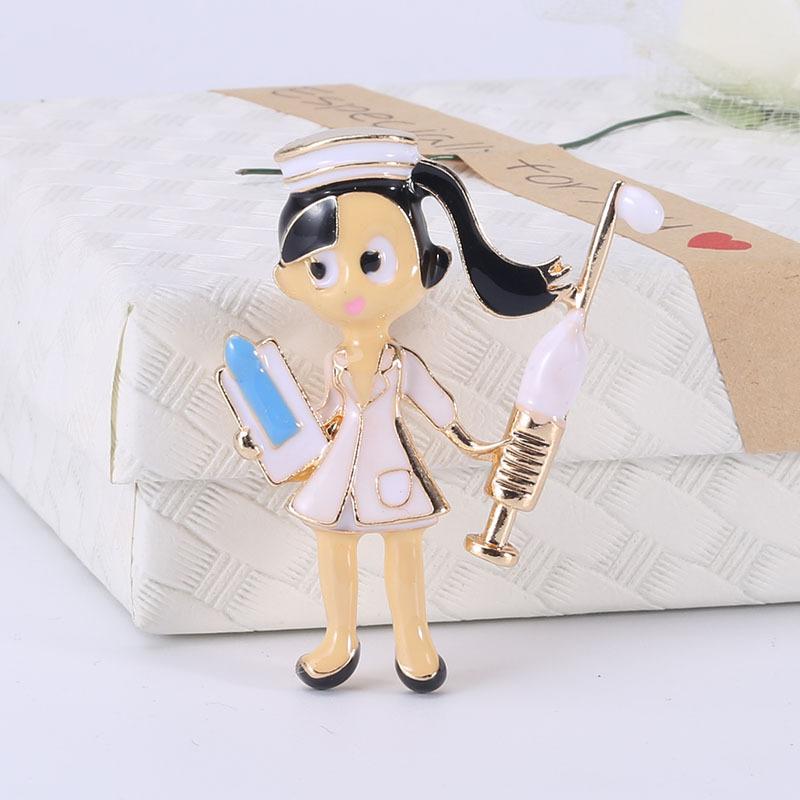 Модная мультяшная персонализированная брошь в виде медсестры, универсальная масляная женская одежда, аксессуары из сплава