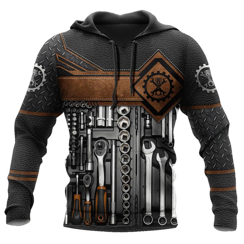 Толстовки с капюшоном Mechanic Персонализированные мужские толстовки с капюшоном Осенняя мужская одежда Оверсайз Повседневные пуловеры Толстовка Унисекс Уличная одежда