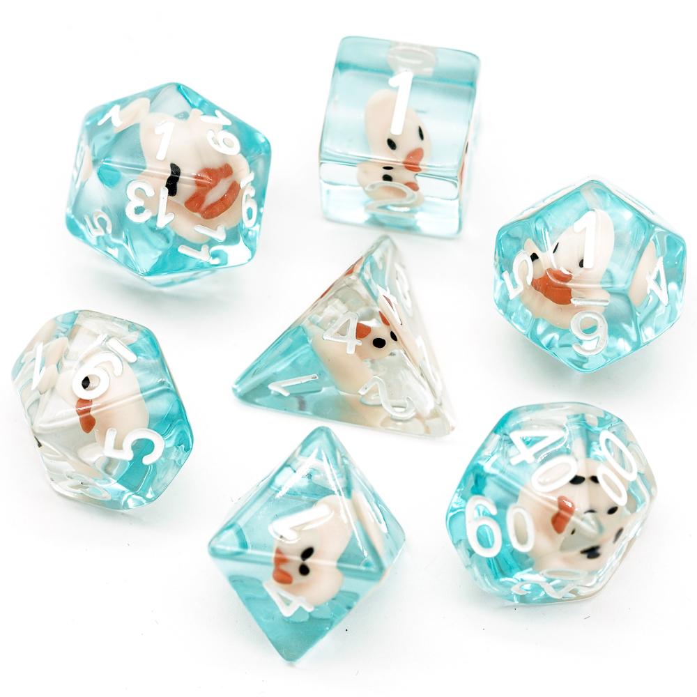Cusdie Милые Животные Набор Кубиков DnD Из Смолы D4 D6 D8 D10 D% D12 D20 Многогранные Кубики для D&D Pathfinder Настольных Ролевых Игр