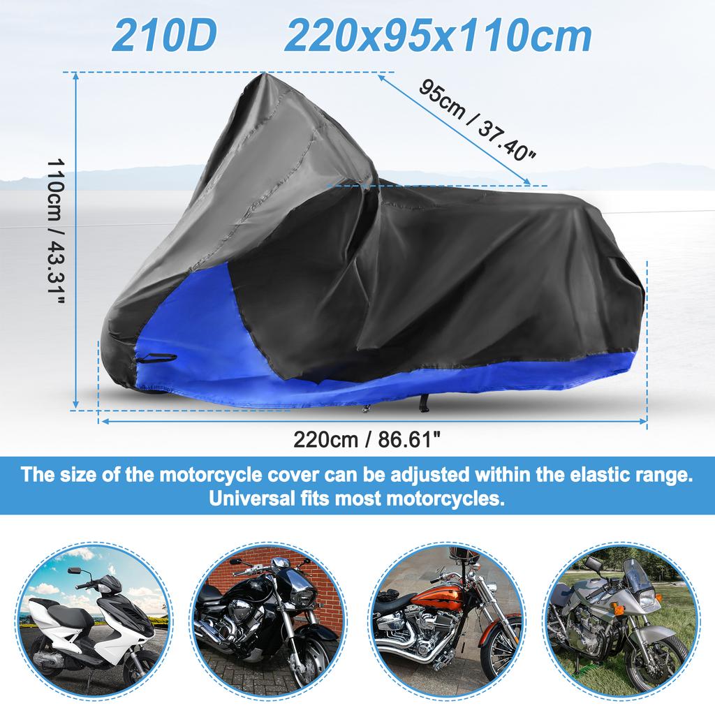 Motoforti 210D L-XXXL 2-в-1 Чехол для мотоцикла Чехол для мотоцикла Всесезонный Универсальный Водонепроницаемый Уличный Защита от дождя, пыли, солнца