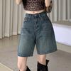 Wide Leg Denim Shorts Women All-match Denim Pants Trousers Chic Baggy Blue Jeans  Students