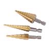 3pcs HSS Titanium Coated Step Drill Bit 4-12 4-20 4-32 Drilling Power Tools  Metal High Speed Steel Wood Hole Cutter Cone Drill