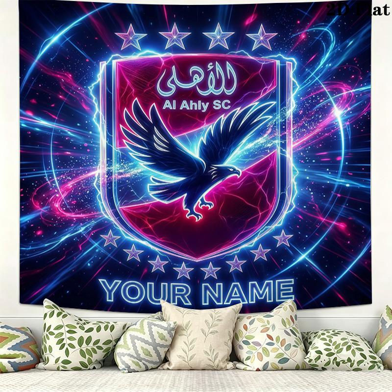 Custom Name Al Ahly SC2Printed Tapestry – Wall Hanging for Bedrooms, Dorms, and Home Decor