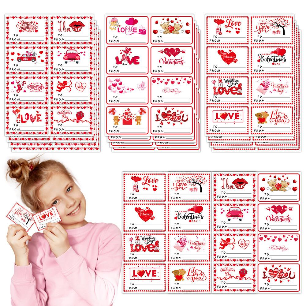 Valentines Day Gift Wrap Labels With Square Selfadhesive Stickers Party For