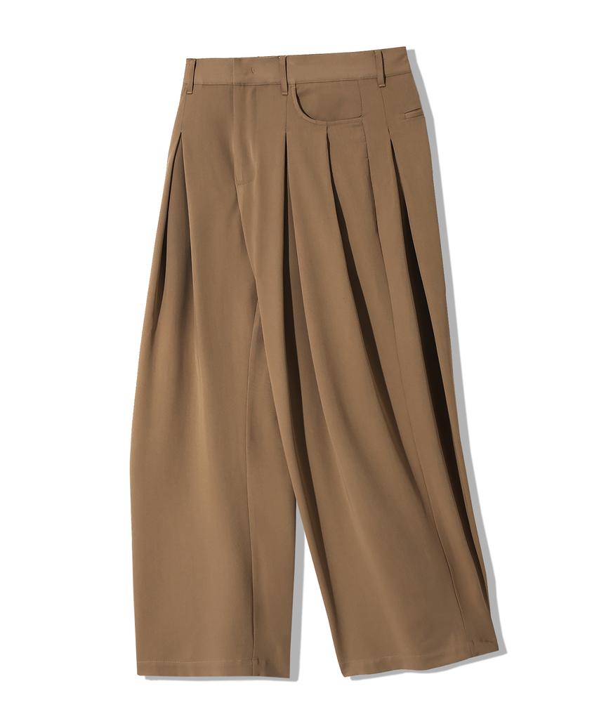 TRILLION Double Inverted Tuck Wide Pants [Beige]