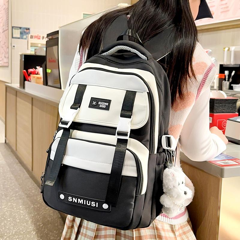 Детский школьный рюкзак, для учеников начальной школы и девочек-подростков, с цветовой блокировкой, высококачественный грязеотталкивающий рюкзак, модный рюкзак.