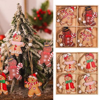 Деревянные Рождественские Подвески Пряничный Человек Гномы Xmas Подвеска 2025 Украшение Елка Xmas Navidad Елка Noel O4I4