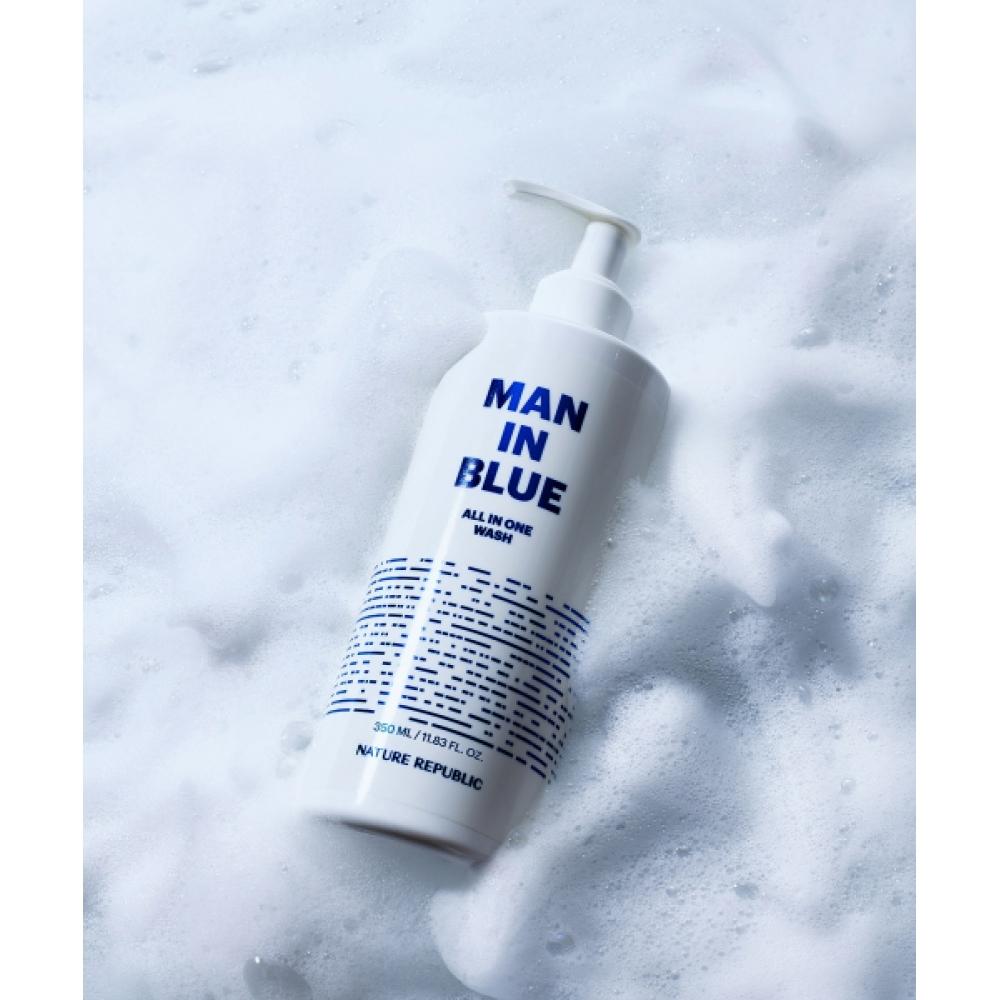 Nature Republic Набор мужской косметики Men In Blue из 3 предметов: Универсальное очищающее средство 350 мл + Тонер 150 мл + Эмульсия 130 мл
