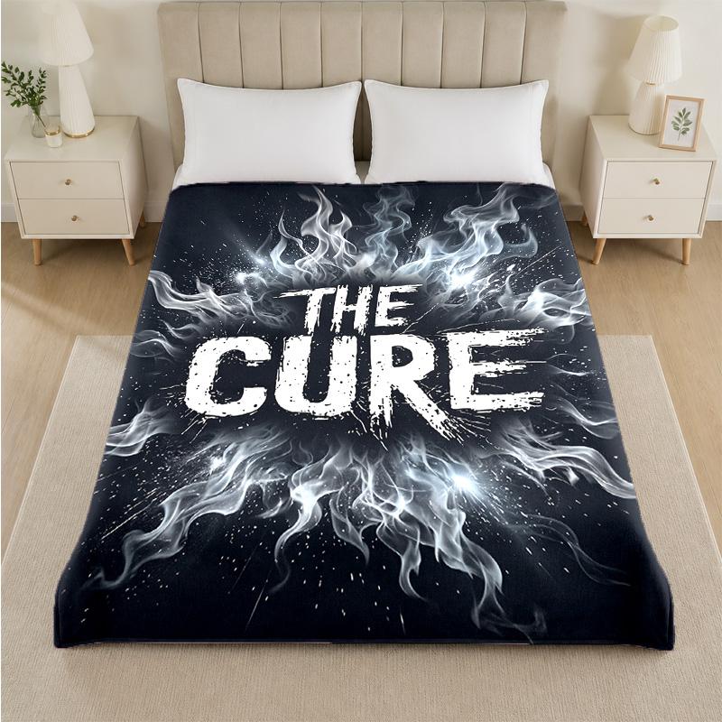 The Cure Print Flannel Blanket Cozy Lightweight Plush Throw Blanket For Bed Sofa Household Use