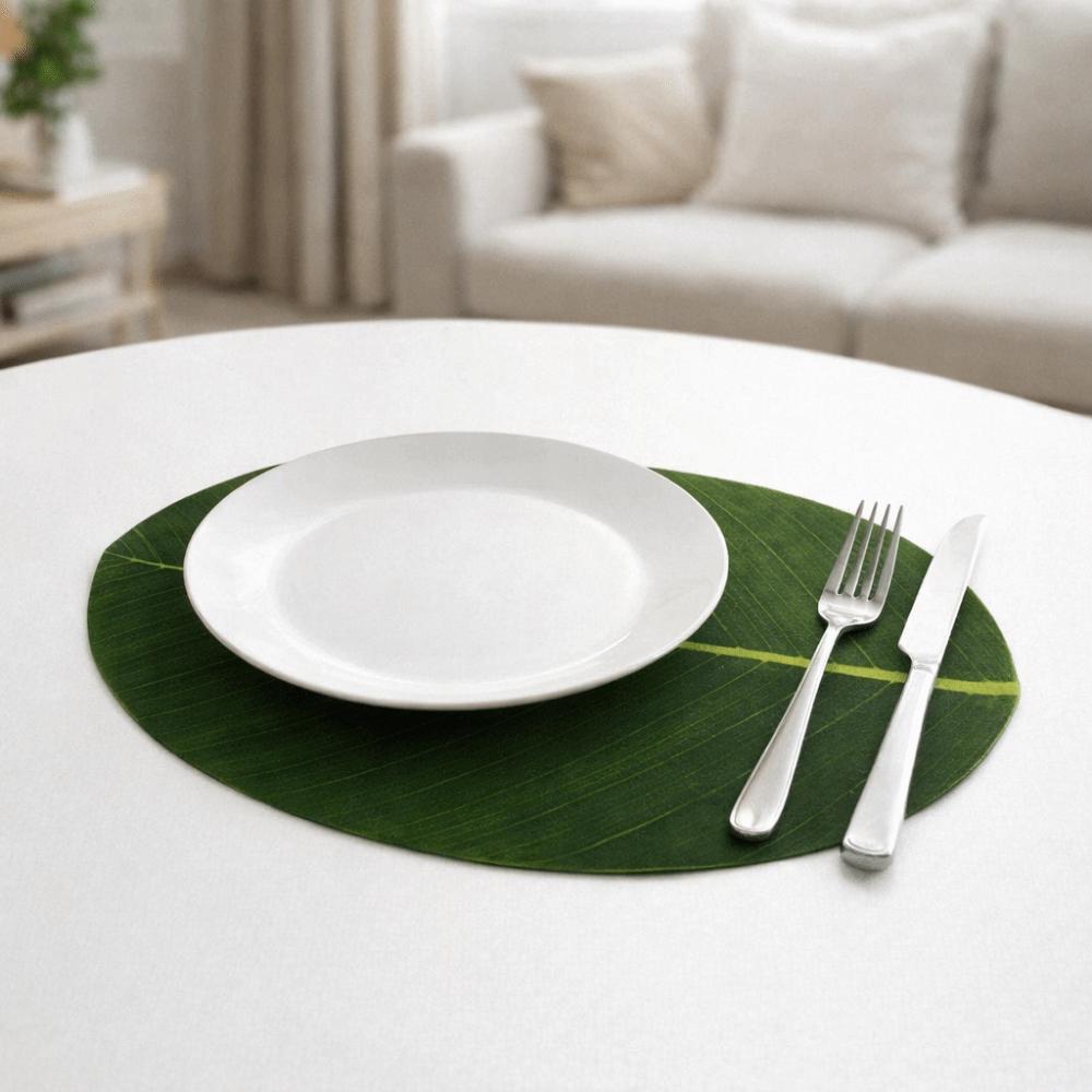 2PCS Realistic Leaf-Shaped Placemat Waterproof Heat Insulation Mat Tableware Mat Dining Table