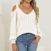 Women's Casual Fashion Comfortable Deep V Sexy Off-shoulder Loose Pullover Sweater Ladies Tops