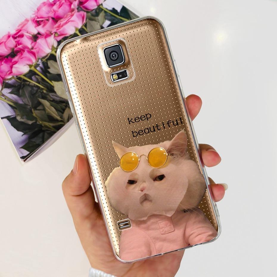 Красивый чехол с принтом для Samsung Galaxy S5 5.1" Прозрачный мягкий силиконовый чехол-бампер для Samsung S5 I9600 SM-G900F