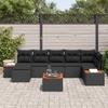 Garden Sofa Set with Cushions and Storage 8 pcs Black Poly Rattan