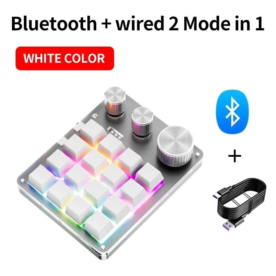 One-handed Mechanical Keyboard 16 Keys 3 Mode Macro Mechanical Keyboard Portable USB RGB Gaming Custom Programming Knob