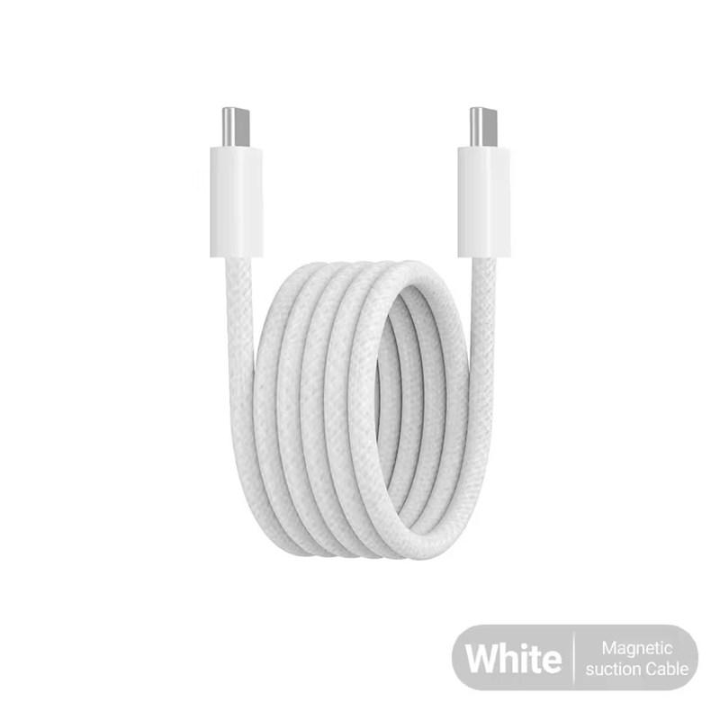 Кабель USB C - USB C с магнитной фиксацией PD 100 Вт 100 Вт PD 3.1 Быстрая зарядка Зарядное устройство Нейлоновая оплетка для iPhone17/16/15 ipad xiaomi